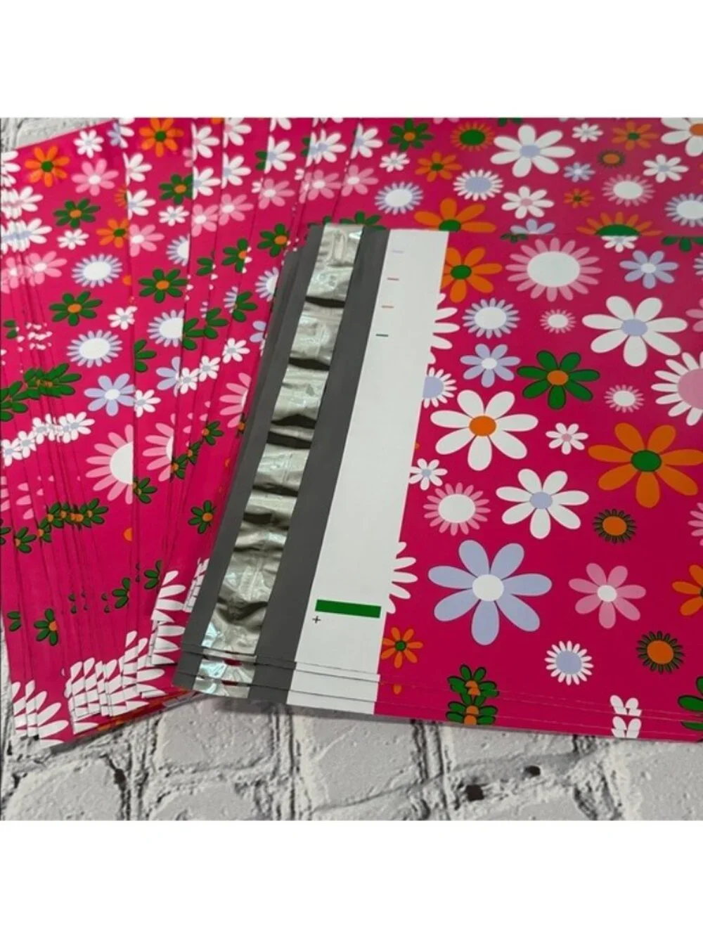 Poly Mailers 50 Pack 10x13 Flower Design Colorful Pink Orange Purple Green